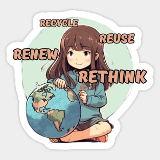 Recycle Reuse Renew Rethink Sticker